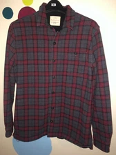 Original Weatherproof Vintage Shirt Jacket Red Gray Plaid Flannel Shacket - Sz L