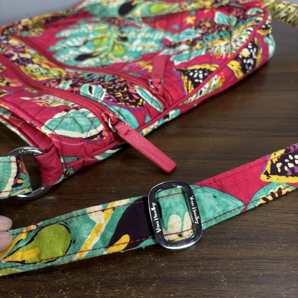 Bolso Bandolera Vera Bradley Mujer Rojo Rumba Triple Cremallera Hipster Floral Foto 3 de 4