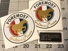 Foremost Golden Pinto J C Penney’s Vintage Mini Bike Decals 3”set of 2 plus 