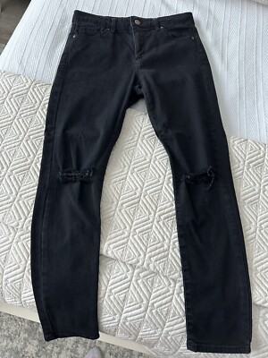 Topshop Women s Moto Jamie High Waist Black Ripped Skinny Jeans Size W30 L30