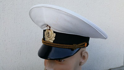 Offiziersmütze Marine mit russischer sowjetischer Kokarde UdSSR Gr.55 N41