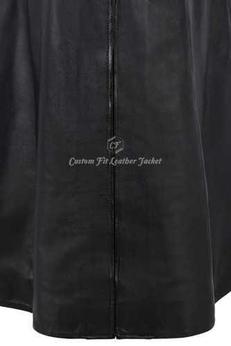 Men's Leather Jacket Black FULL-LENGTH Keanu Reeves 100% REAL NAPA COAT 1425 - Picture 8 of 9