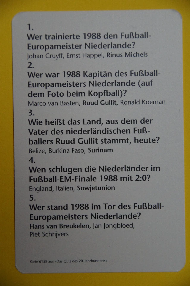 Ruud Gullit - 1997 Harenberg - Niederlande - Euro 1988 - no Panini - NM cond - Bild 2 von 2