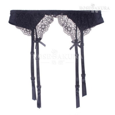 Alacki Lace Hollow Out 4 Straps Garter Belt Splice Adjustable Suspender Belt