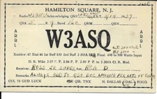 QSL 1937 Hamilton Square NJ   radio card   