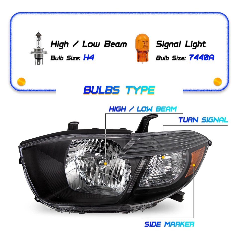 Faros esquineros ámbar carcasa negra izquierda+derecha Toyota Highlander 2008 2009 2010 Foto 2 de 4