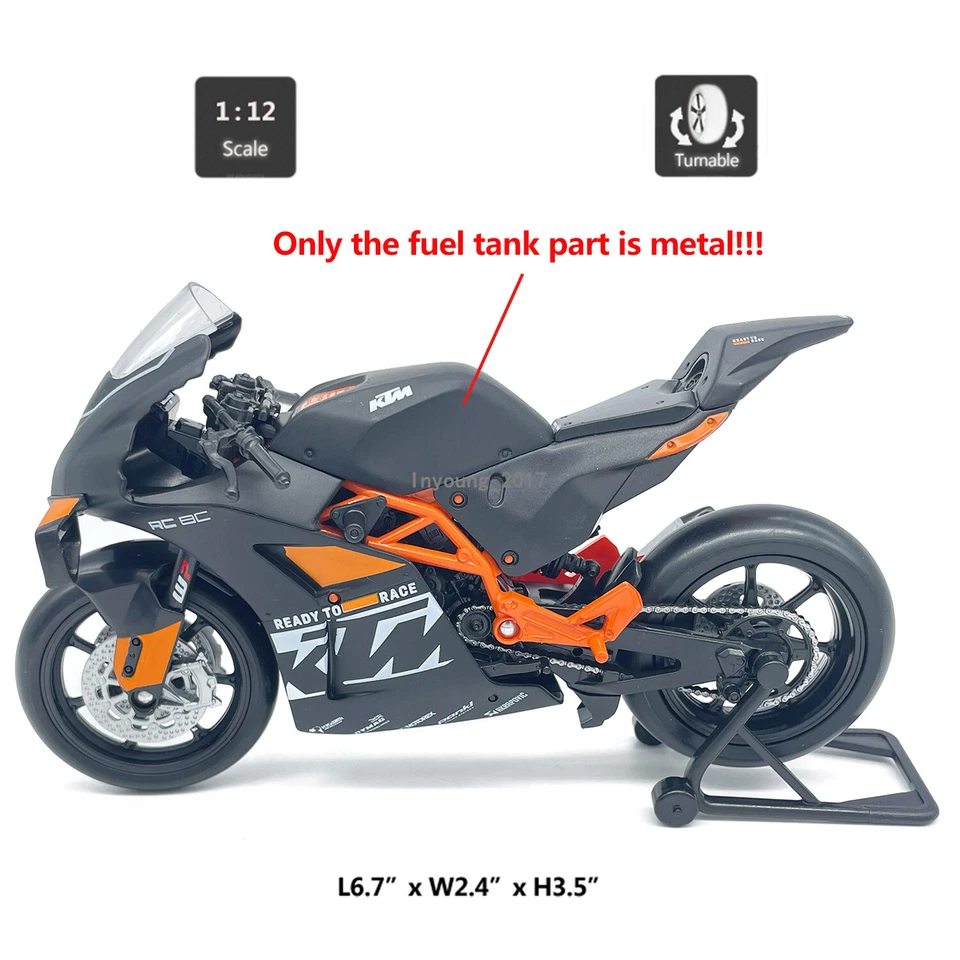 1/12 KTM RC 8C Motorrad Modell Druckguss Spielzeug fur Kinder Geschenke Schwarz - Bild 2 von 4