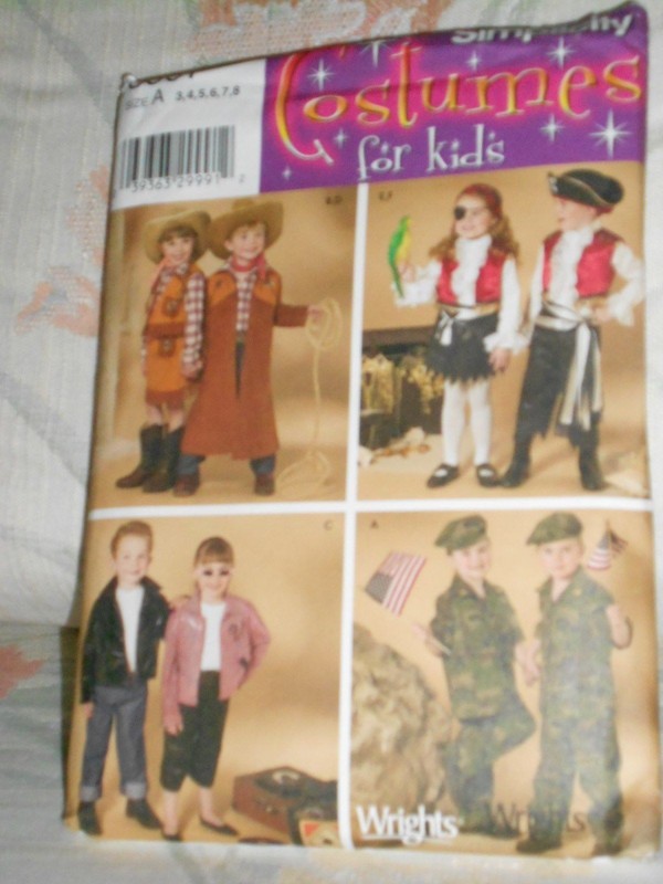 Simplicity Costume for Kids Pattern 3997 Cowgirl Cowboy Pirate Soldier Fifties 