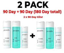 Proactiv 3 Step Acne Treatment, Benzoyl Peroxide Face Wash, 180 Day Complete Kit