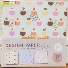 LAST LOUJENE TOKYO Sweets Design Paper 12 Origami Cake Animal Bear Gift JAPAN