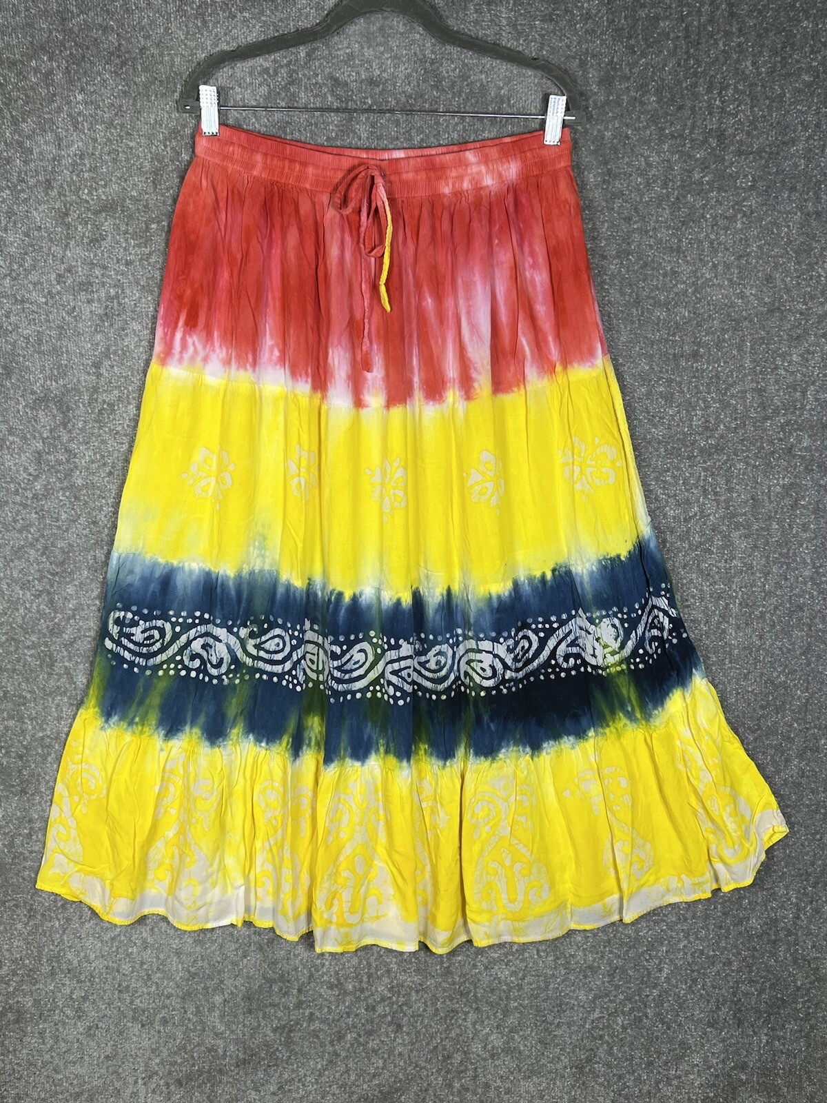 Tie Dye Maxi Skirt for Women Size 1X Elastic Waist Rayon Pull On