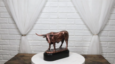 Lifelike North American Texas Longhorn Cow Steer Bull Bronzed