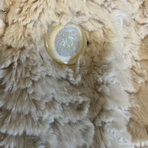 Scandinavian Faux Fur Cream Ivory Coat Jacket Jewel Button Women's Sz M $180 - Picture 8 of 11