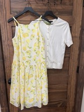 Ann Taylor Dress 4 & sweater set Multicolor Lemon Fit & Flare Midi Sundress