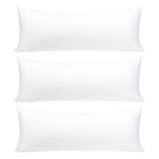 3 Pack 100 Cotton Body Pillow Cases Covers with Zipper White 20" x 48"
