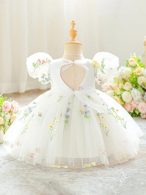 baby girl birthday dress 1 year White Lace Smash Cake Outfit Girl, Boho Baby Romper Dress Tulle for Fi AmimamiDoll