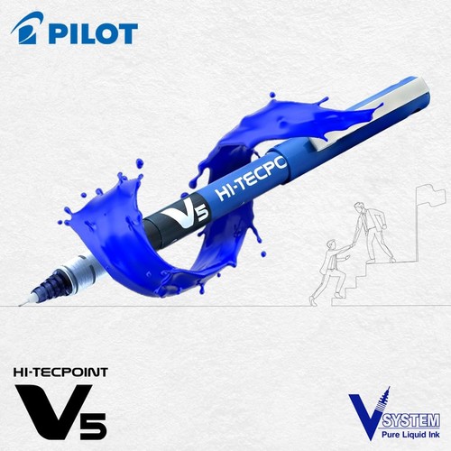 12X Pilot Hi-TechPoint V5 Pen Blue Body Blue Ink For Flawless Smooth Writing - Picture 9 of 14