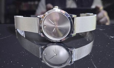 NEW! Stunning Top Dot Minimulmist Mens Watch Silver-Tone Dial Zinc Case/Bracelet