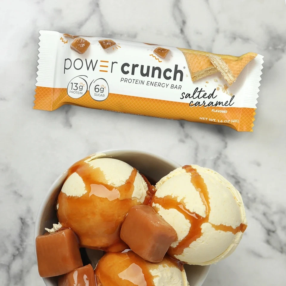 Barritas energéticas proteicas originales Power Crunch, caramelo salado, 1,4 oz, 5 unidades Foto 2 de 4