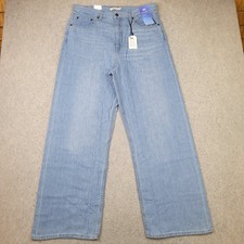 Levis Premium High Loose Jeans Womens 32x31 Blue Light Wash Baggy Wide Leg NEW
