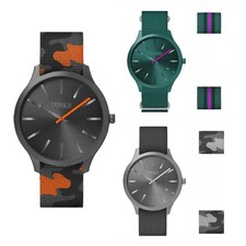 Orologio + Cinturino VERSUS By Versace LESS Tessuto Alluminio Camouflage Camo DD