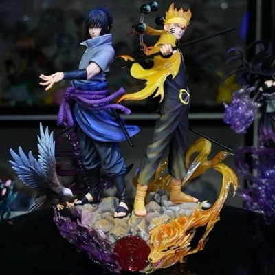 Hot 23cm Naruto Anime Figure Rikudousennin Mode  Uzumaki Naruto Uchiha Sasuke Ac