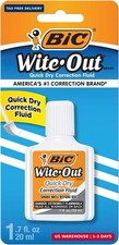 BIC Wite-Out Quick Dry Correction Fluid, 20mL, White, 1-Count Pack