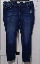 True Craft Blue Denim Jeans Skinny Medium Wash Distressed 5-pocket Women