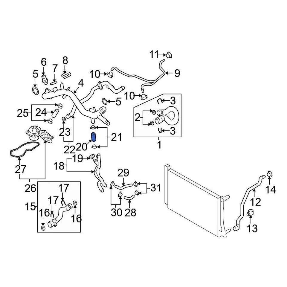 For Audi A6 2006-2011 Audi 4F0121055F Lower Radiator Coolant Hose - Image 2 of 4