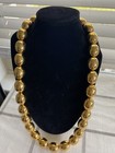 Evc~Vintage Signed Monet Large Gold Tone OvalBeaded Necklace 26" *Fastshipp