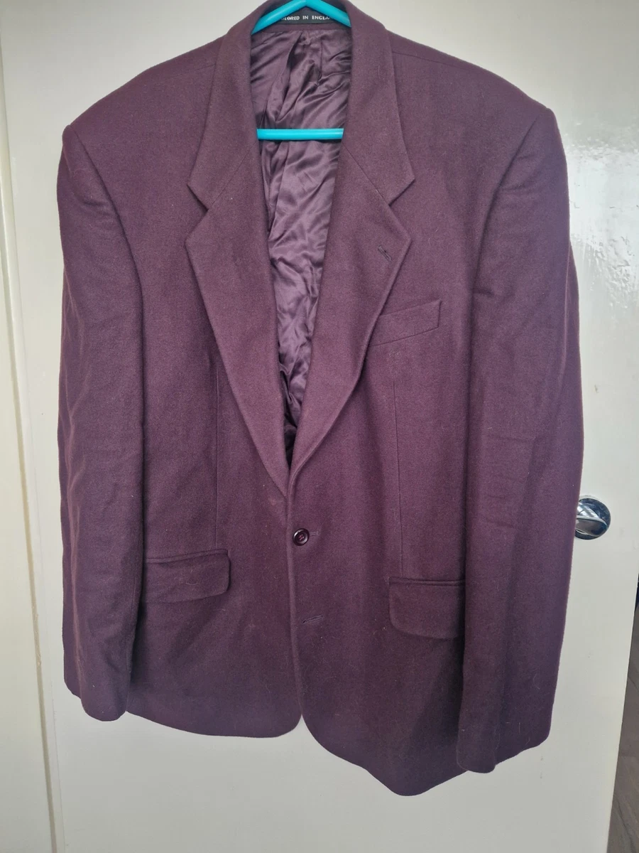 Wool & Benchmark Men's Purple Wool Blend Blazer Jacket 44R Notch Lapel 1-Button