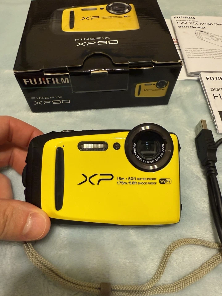 Fujifilm FinePix XP90 Digital Camera Waterproof Yellow Tested With Box & SD Card - Image 2 of 4