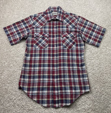 Vintage Levis Shirt Men's Medium Red Plaid Pearl Snap Lightweight Western 70s
