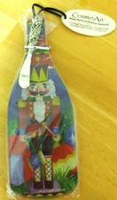 NEW Counter Art Nutcracker Glass Wine Bottle Cheese Board & Spreader Set