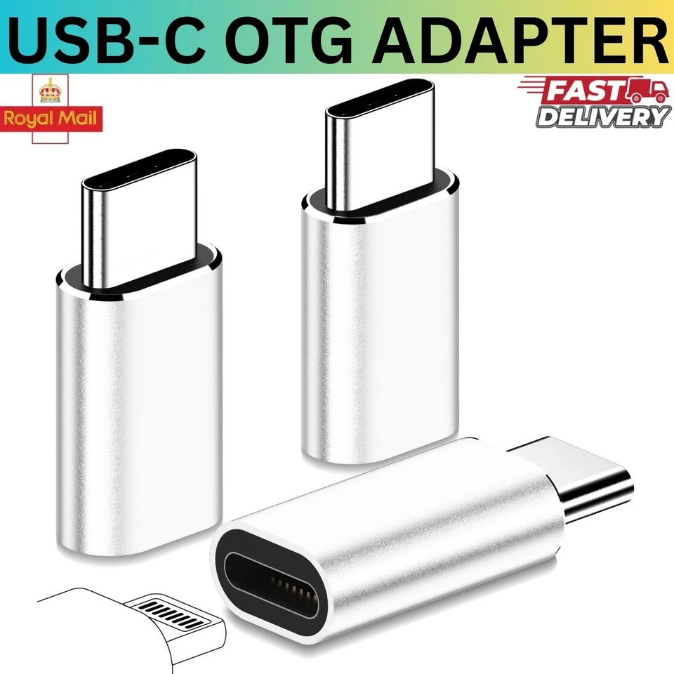 Convertidor adaptador cargador USB-C macho 8 pines hembra a tipo C para iPhone Android Foto 2 de 4