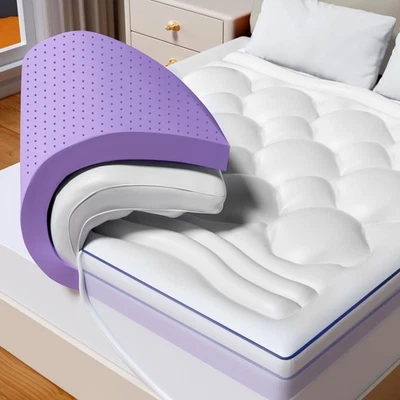BDEUS King Size Dual Layer 5 Inch Memory Foam Mattress Topper, 2 Inch Cooling...