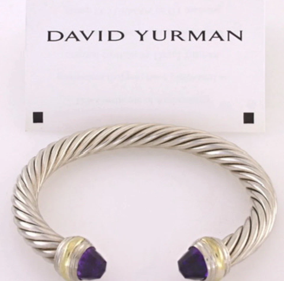 David Yurman Classic Cable bracelet in sterling silver with 14K gold & amethyst - Image 4 of 4