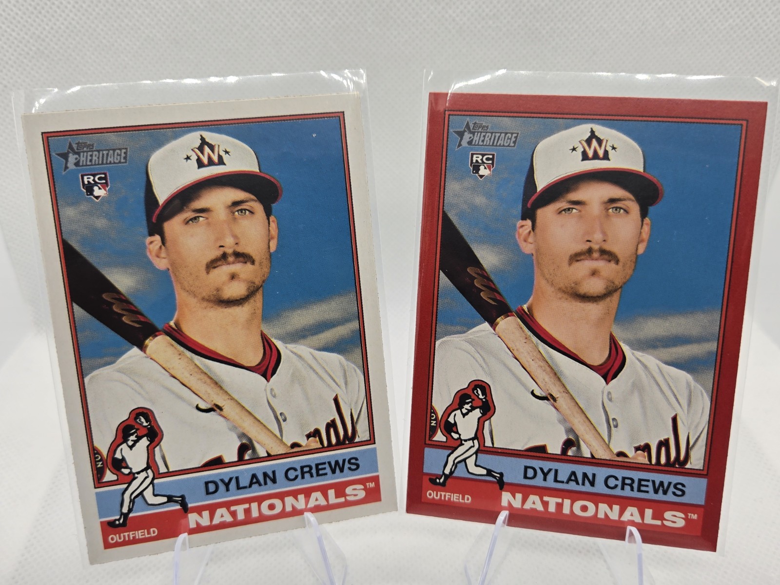 2025 Topps Heritage Dylan Crews #247 Red Border & Base Washington Nationals RC