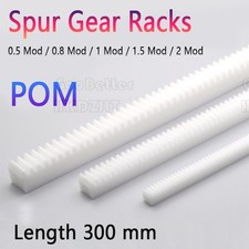 White POM Plastic 0.5 - 2 Mod Spur Gear Racks For CNC Linear Motion Long 300 mm