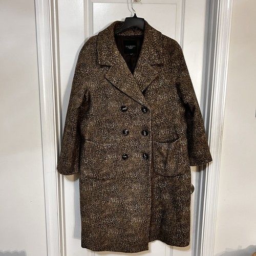 Talbots Double Breasted Cheetah Leopard Wool Blend Long Coat Women’s Size 18w - Picture 1 of 7