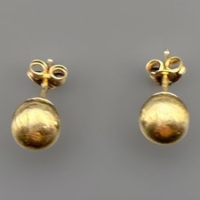 14K Yellow Gold Pair Round Ball Stud Earrings Butterfly Back Fine Jewlery 5mm