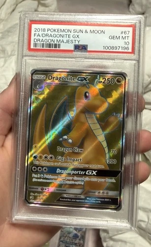 PSA 10 Pokémon TCG Dragonite GX Dragon Majesty Card 67/70 Gem Mint Full Art