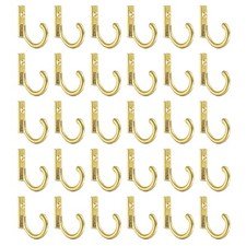 30Pcs Wall Hooks Zinc Alloy Single Prong Vintage Clothes Hook Gold 24mm