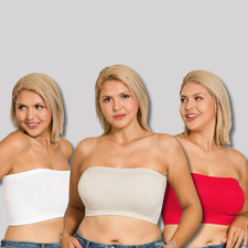 Plus Size Seamless 8 Inch Bandeau Strapless Tube Top Plain Solid No Wire Bra