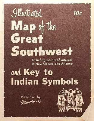 Vintage Illustrated Map Of The Great Southwest & Key To Indian Symbols By Fred H