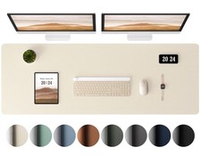 Leather Desk Pad Protector - Large Mouse Pad, Office Mat, Non-Slip PU Leather...