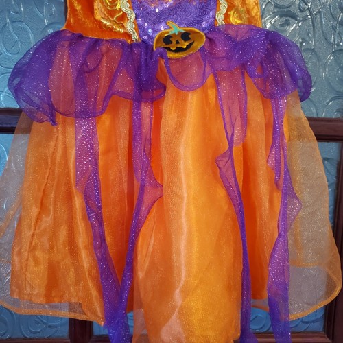 TU Vestido Calabaza Disfraz Halloween Diadema Niños 3-4 Años Excelente Estado - Imagen 9 de 23