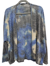 Ariella Womens Cardigan Small Blue Gray Tie Dye Open Oversized BOHO Hippie