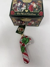 Old World Christmas Tree Glistening Candy Cane Ornament 2016 Hand Blown Glass