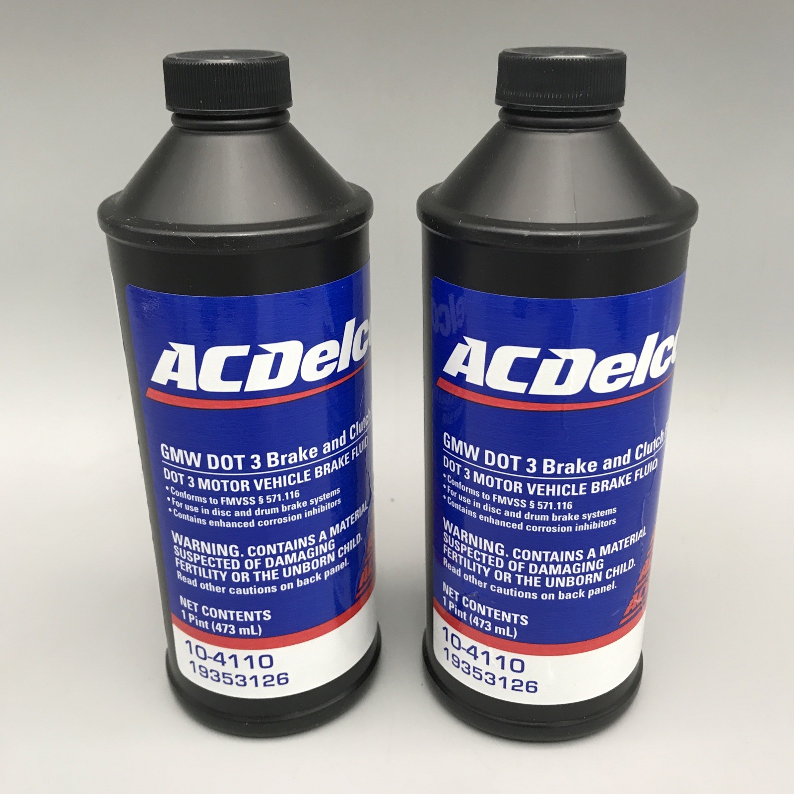 2 Pack ACDELCO DOT 3 BRAKE  CLUTCH FLUID 10-4110 GM OEM 19353126